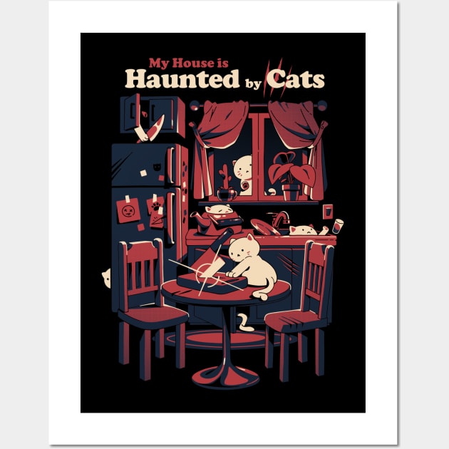 Haunted by cats - Halloween Cat Wall Art by Ilustrata